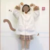 여자 모피 가짜 재킷 여성 곰 귀 봉제 겨울 한국 패션 귀여운 프레피 스타일 대형 후드 느슨한 kawaii fluffy 221202