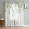 Gardin akvarell eukalyptus l￤mnar v￤xt gr￶n voile tyll ren gardiner f￶r sovrum vardagsrum k￶ksdekor f￶nster