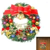 Flores decorativas Wreath Christmas With Lights 30cm Spruce Jingle Bells Decoração de porta de inverno Festival Ferry Outdoor