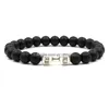 Bracelet de perles d'haltère de sport créatif perlé 8 mm pierre noire mate 3 couleurs bracelets de charme bracelet pour hommes femmes cadeau de Noël Dh9Mv