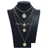 Girocolli Collana lunga Donna Collane rotonde Pendenti per gioielli da donna Bigiotteria Bijoux Colore oro Mtilayer Catena Drop Delivery Dhkf4