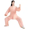 V￪tements ethniques Unisexe Chinois traditionnel Tai Chi Uniforme Faux Lin Long Manches Morning Exercices Martial Arts Wear
