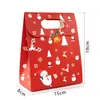 Gift Wrap StoBag 10pcs Green/Red Marry Christmas Packaging Kraft Box with Handle Santa Claus Kids Holiday Happy Year Party Favors 221202