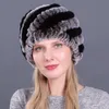 Moda de moda feminina chapéu de coelho duplo malha quente Viagem de inverno Tourist Ski Cap Rex Hair Winter Mulher Mulher Múltipla Cores