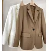 Damespakken High-End Spring Wool Suit Jack Women 2022 Autumn Slim White Female Classic One Button Small Kaki