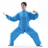 Etniska kläder unisex 15 Colormartial Arts Set Man kvinnor långärmad stativ krage kläder enhetlig kostym kungfu wushu silk tai chi chi