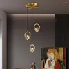 Pendant Lamps Nordic Post-Modern Chandelier Dining Table Bar Counter Bedroom Living Room Restaurant All Copper Luxury Crystal Light Fixtures