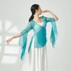 Stage Wear Adult Elegant Chiffon Semi Transparent Belly Dance Cardigan Blouse Cross Side Tie Top For Women Dancing Clothes Dancer Clothing