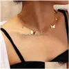 Pendant Necklaces Small Animal Butterfly Stars Chain Necklaces For Women Gold Sier Color Clavicle Jewelry Accessories Drop Delivery P Dhwok