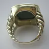 Solid 925 Sterling Silver 14mm turkosa ringar f￶r flickor Designm￤rke smycken Ametyst svart onyx bl￥ topas kvinnor ring