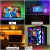 Светодиодные полоски светодиодная полоска Light USB Bluetooth 5050 RGB SMD DC5V Гибкая свинцовая лампа лента лента лента телевизор на рабочем столе SN Back Lights Diples