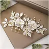 Bruiloft haar sieraden bruiloft tiara haar kam accessoires vrouwen parel strass sieraden handgemaakte hoofdtooi bruid ornamenten drop deli dhjyw