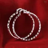 Hoop Earrings Fashion 925 Sterling Silver Women Mosaic Female Ear Jewelry Wedding Party Gift Not Allergic207T