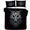 Bettwäsche-Sets Viking Vintage King Queen Bettbezug Norse Myth Set Medieval Folklore Totem Quilt Grau Polyester Tröster 221206