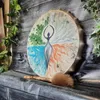 Decorative Flowers Shaman Drum Siberian Spirit Music Handmade Crafts Ornament Easter Gifts Home Decoration Set Healing Tender