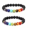 Bracelet en pierre naturelle de lave noire de 8 mm 7 Reiki Chakra Perles Bangle Aromathérapie Huile essentielle Diffuseur Men Bijoux Drop délivre Dho8l