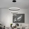 샹들리에 현대 펜던트 램프 LED 반지 반지 원상 천장 매달려 검은 로프트 거실 식당 부엌 실내 조명 설비 221203