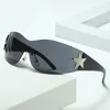 2023 Star One Piece Luxe Punk Lunettes de soleil sans monture Femmes Marque Designer Y2K Lunettes de soleil Hommes Goggle Shades UV400 Lunettes de mode SG559 462IR