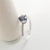 Blue Sparkling Crown Ring Authentic Sterling Silver con caja original para Pandora Joyas Mujeres Niñas Boda Cz Anillos de diamantes Regalos de compromiso