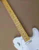 Guitare électrique relique blanche 6 cordes avec interrupteur de coupure de tonalité Manche en érable jaune Pickguard blanc personnalisable