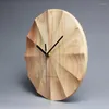 Wall Clocks Nordic Fresh Household Solid Wood Clock Creative Personalized Wooden Bedroom Silent Art Home Decor