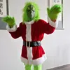 Theme Costume Christmas Geek Stole Green Monster Cosplay Mask Latex s with Red Hat Full Head Props 221202