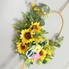 Decorative Flowers Bee Festival Garland Wall Hanging Wreath Pendant Adornment Wrought Iron Door