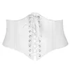 Cinture Jovivi Moda Donna Elastico Fascia larga Legato Waspie Corsetto Vita Cincher Cintura PU Cinturino elasticizzato in pelle Nero Bianco Caffè Rosso