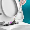 Housses de siège de toilette brosses en silicone avec support ensemble outil de nettoyage brosse murale à long manche accessoires de salle de bain hygiéniques