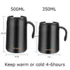 Termoser 350 500 ml kaffekopp Rostfritt stål Kallt termisk mugg med handtag Portable Travel Office Tea Bottle 221203
