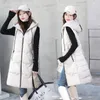 Gilet da donna Arrivo Gilet da donna senza maniche con cappuccio Solido Nero Bianco Capispalla Gilet lunghi Giacca Autunno Inverno 221202