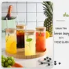 20 oz Cam Kupalar Bambu Kapak ve Samanlı Tumbler Bardakları Buzlu Kahve Smoothie Suyu Yeniden Kullanılabilir Seyahat Tumbler SS1203