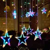 Garden Decorations Christmas Lights Solar Moon Star LED String Decoration for Home outdoor Wedding Led Curtain Lamp Holiday Decor 221202