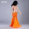 Stage Wear Rhinestone Beading Lace Chiffon Belly Dance Placketing Skirt 2pcs Set For Little Girl/children Costume Performance RT181