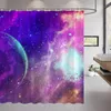 Rideaux de douche étoile galaxie planète ciel étoilé pleine lune univers espace fantaisie forêt paysage tissu Polyester salle de bain décor