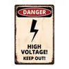 Danger DUST HAZARD Metal Painting Poster Retro Metal Tin Signs Wall Decor HIGH VOLTAGE Beware Warning Plaques 20cmx30cm Woo