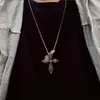 Nouveaux pétales Zircon croix titane pendentif collier hommes mode personnalité Hip Hop rétro longue chandail chaîne accessoires