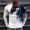 Мужские футболки с футболкой Eagle Casual 3D Print с длинным рукавом животные графики Tope Tees High Street Tops Мужчины Женщины хип -хоп футболка 221202