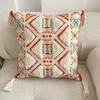 Pillow Boho Cover Linen Cotton Geometric Abstract Print Tufted Pillowcase Home Decorative Sofa Tassel Ethnic Throw Case