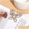 Pins Brooches Butterfly Insect Pins Woman Luxury Exquisite Wedding Pearl Rhinestone Brooch Sparkling Clothing Accessories Drop Deli Dh6Wg