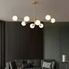 Luxur Copper Chandeliers Lighting Gold Tak hängande lampa för levande matsal kök loft glas boll lust