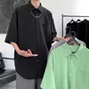 Men's Casual Shirts Summer Short Sleeve Shirt Men's Fashion Black Gray Green Men Streetwear Korean Loose Pocket Dress Mens M-2XL