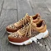 Dress Shoes Plus size 36-44 Thick-soled Round Toe Low-top Leopard Print Women's Singles Cross-large Stitching Lace-up Sneakers 221203