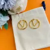 Luxury big gold hoop earrings designer for women 4cm orrous letter-L brand Circle Simple stud earring New Wedding Lovers gift enga262y