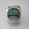 Solid 925 Sterling Silver 20mm Hampton Blue Ring Designmärke smycken Prasiolit Rose Quartz Black Onyx Women Ring