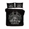 Bettwäsche-Sets Viking Vintage King Queen Bettbezug Norse Myth Set Medieval Folklore Totem Quilt Grau Polyester Tröster 221206