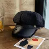 Berets Good-looking Painter Cap Peaked Casual Girls Paperboy Cabbie Hat Faux Leather Splicing Comfortable Visor Beret For Daily