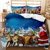 Set di biancheria da letto Set copripiumino rosso Buon Natale Babbo Natale Pupazzo di neve Completo King Size 2 3 pezzi Consolatore per famiglia 221206