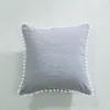 Housse de coussin décorative avec pompons à rayures roses et bleues, taie d'oreiller moderne nordique géométrique pour canapé