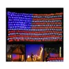 Led Strings 420 Leds American Flag String Lights United States 110V Waterproof Net Light For Yard Garden Festival Holiday Party Chri Otomg